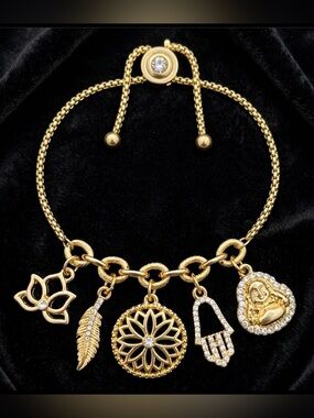 ⚜️Stunning Gold Charm Spiritual Bracelet with Swarovski Crystals⚜️
